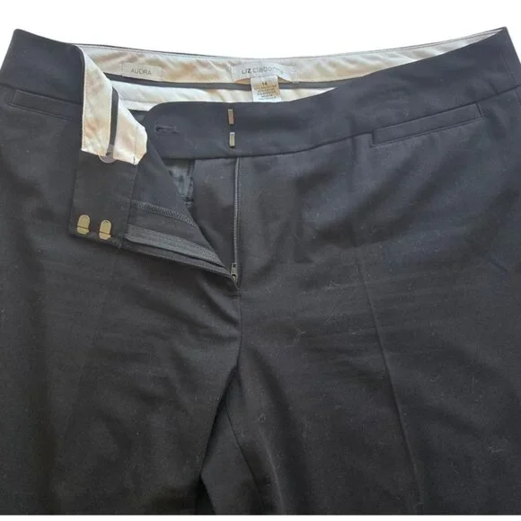 Liz Claiborne Black Straight Leg Dress Pants Size 14 Audra Style - Picture 6 of 8